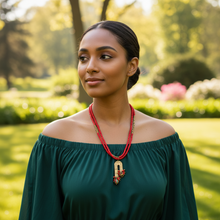 Load image into Gallery viewer, Kujichagulia Mud &amp; Mettle Red Double Strand Necklace