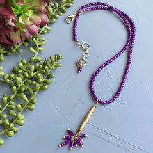 Load image into Gallery viewer, Indigo and Tuareg Bar Drop Necklace