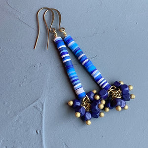 Blue African Vinyl Dangle Earrings