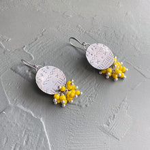 Load image into Gallery viewer, Mud &amp; Mettle #16: Silver Petite Yellow Fringe Earrings