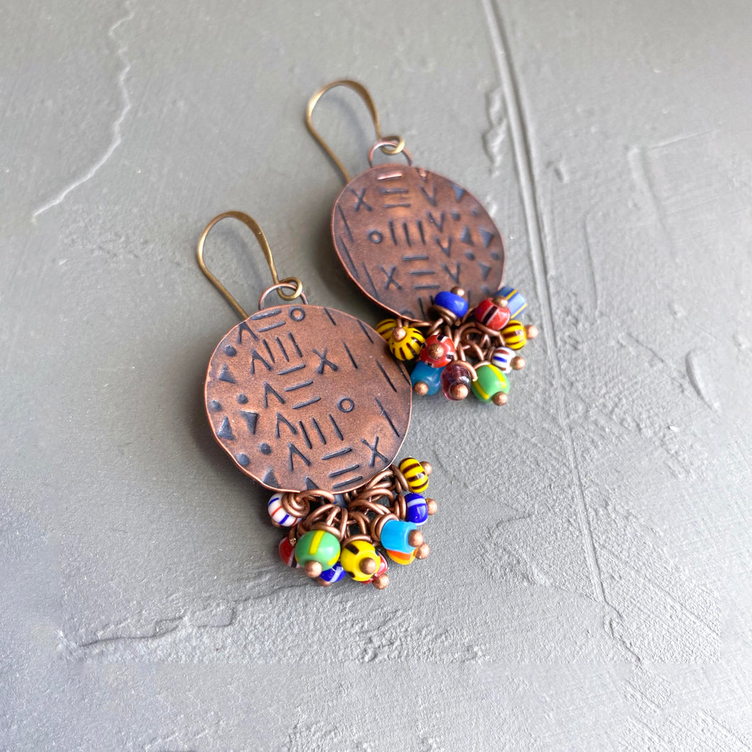 Mud & Mettle #3: Petite Copper Multicolor Fringe Earrings (Pre-order)