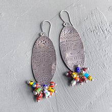 Load image into Gallery viewer, Mud &amp; Mettle #4: Silver Oval Multicolor Fringe Earrings (pre-order)