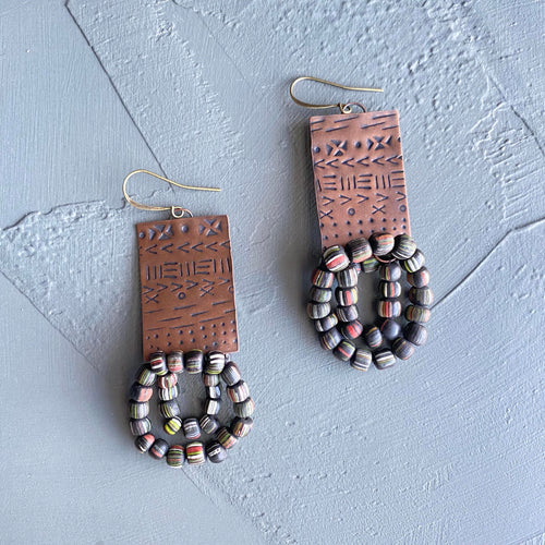 Mud & Mettle #9: Cocoa Copper Stripe Swirl Earrings