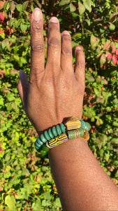 Tiger Rocks: Rough Cut Tiger’s Eye and African Beaded Bracelet