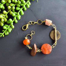 Load image into Gallery viewer, Carnelian African Beaded Charm Bracelet