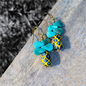 Turquoise and Black Weathervane Earrings