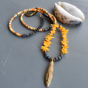 Citrus African Mask Layering Necklace