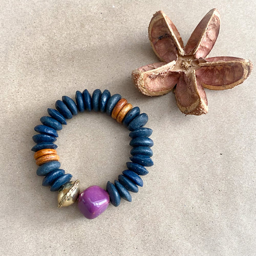 Purple Rhombus Beaded Bracelet