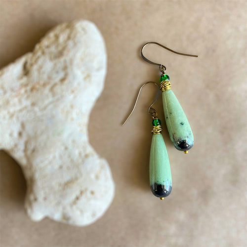 Green Garnet Teardrop Earrings