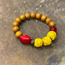 Load image into Gallery viewer, Yellow and Red African Beaded Bracelet