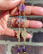Load image into Gallery viewer, Fluorite and Ashanti Brass Earrings