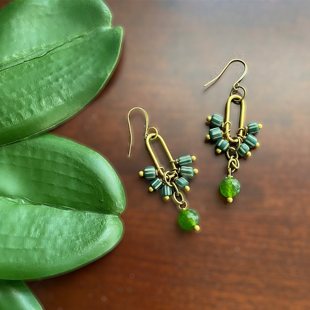 Green Paper Crane Earrings
