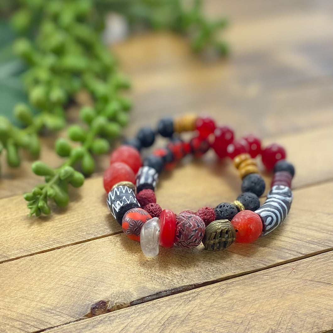 Candy String: Double Wrap Red and Black African Bracelet