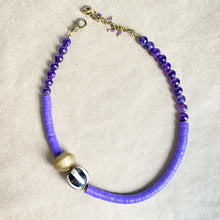 Load image into Gallery viewer, Purple Amethyst Adjustable Vinyl Necklace
