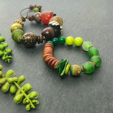 Load image into Gallery viewer, Green Chunky Bracelet Set with African Beads - Afrocentric jewelry