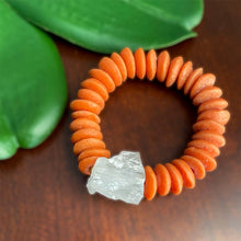 Load image into Gallery viewer, Rocks: Rough Cut Quartz and African Beaded Bracelet