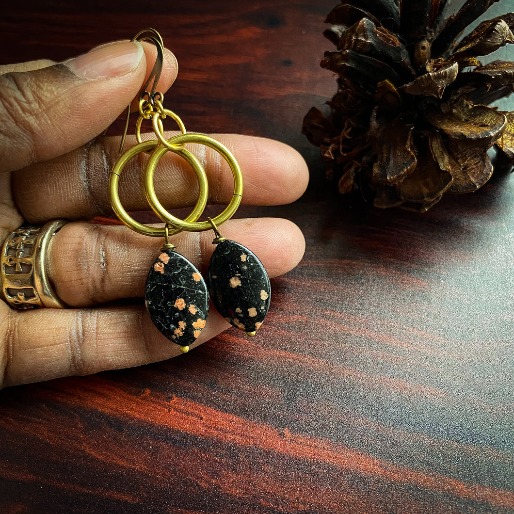 In Round Circle 2.0: Mexican Red Snowflake Jasper Earrings
