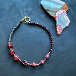 Garnet and Berry Afroboho Necklace