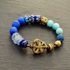 African Blue Pattern Bracelet - Afrocentric jewelry