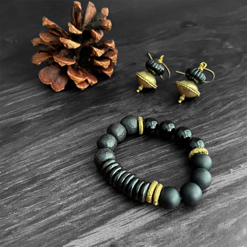 Black Night Bracelet & Earring Set
