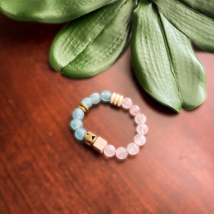 Rose Quartz and Pale Blue African Bracelet