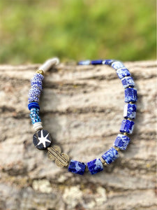 Blue Sodalite and African Beaded Necklace
