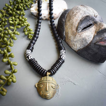 Load image into Gallery viewer, Black and White African Mask Necklace