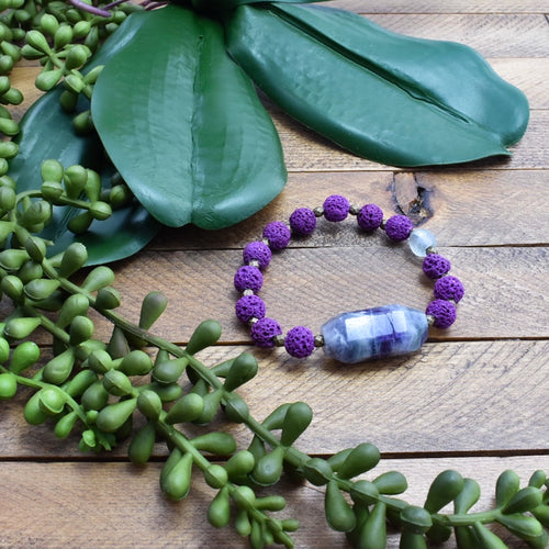 Fluorite and African Beaded Bracelet (Reserved for LT)