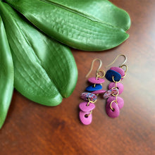 Load image into Gallery viewer, Purple Ombre Petal Dangle Earrings