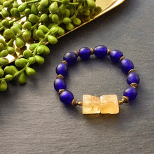 Load image into Gallery viewer, Citrine and Bright Blue Trade Bead Chunky Bracelet - Afrocentric jewelry