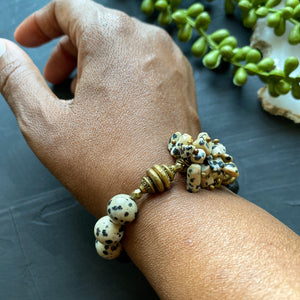 Dalmatian Jasper Cluster African Beaded Bracelet