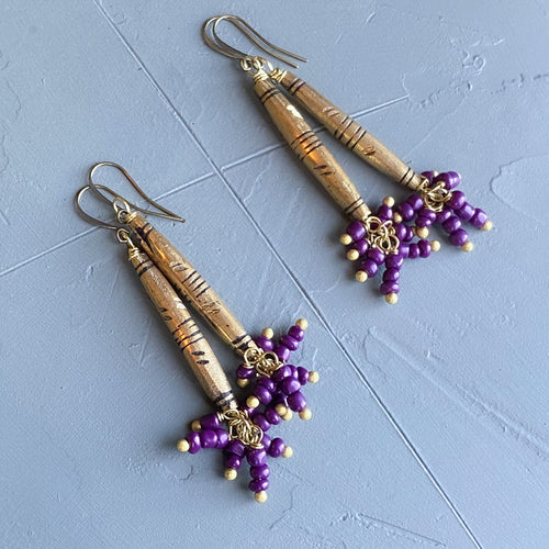 Queen of the Desert: Indigo Brass Drop Earrings