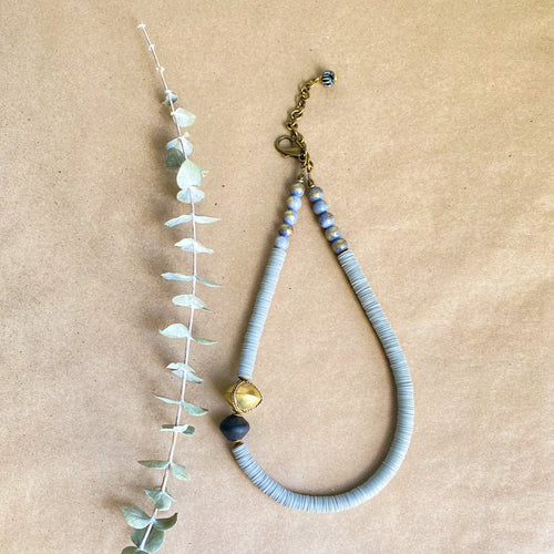 Grey and Black Adjustable Vinyl Necklace, #2