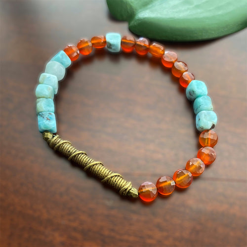 Larimar/Carnelian Bracelet