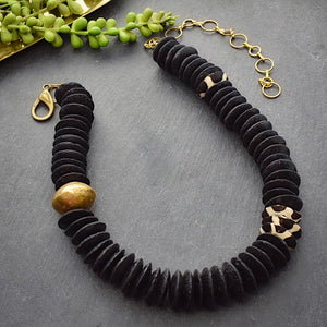 Black and Brass Ashanti Statement Necklace - Afrocentric jewelry