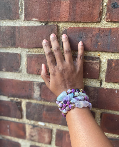 Fluorite and African Glass Bracelet