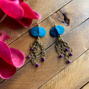Green and Purple Tentacles Earrings