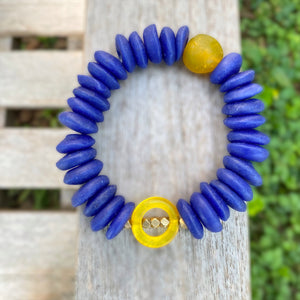 Indigo and Sunflower Ashanti Statement Bracelet