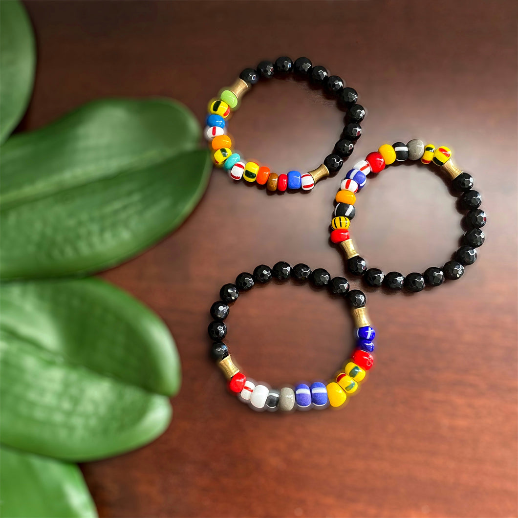 African Multicolor and Black Bracelet