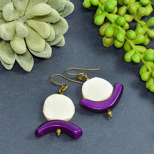 Summer C-Saw Abstract Tagua Earrings (Limited Edition) - Afrocentric jewelry