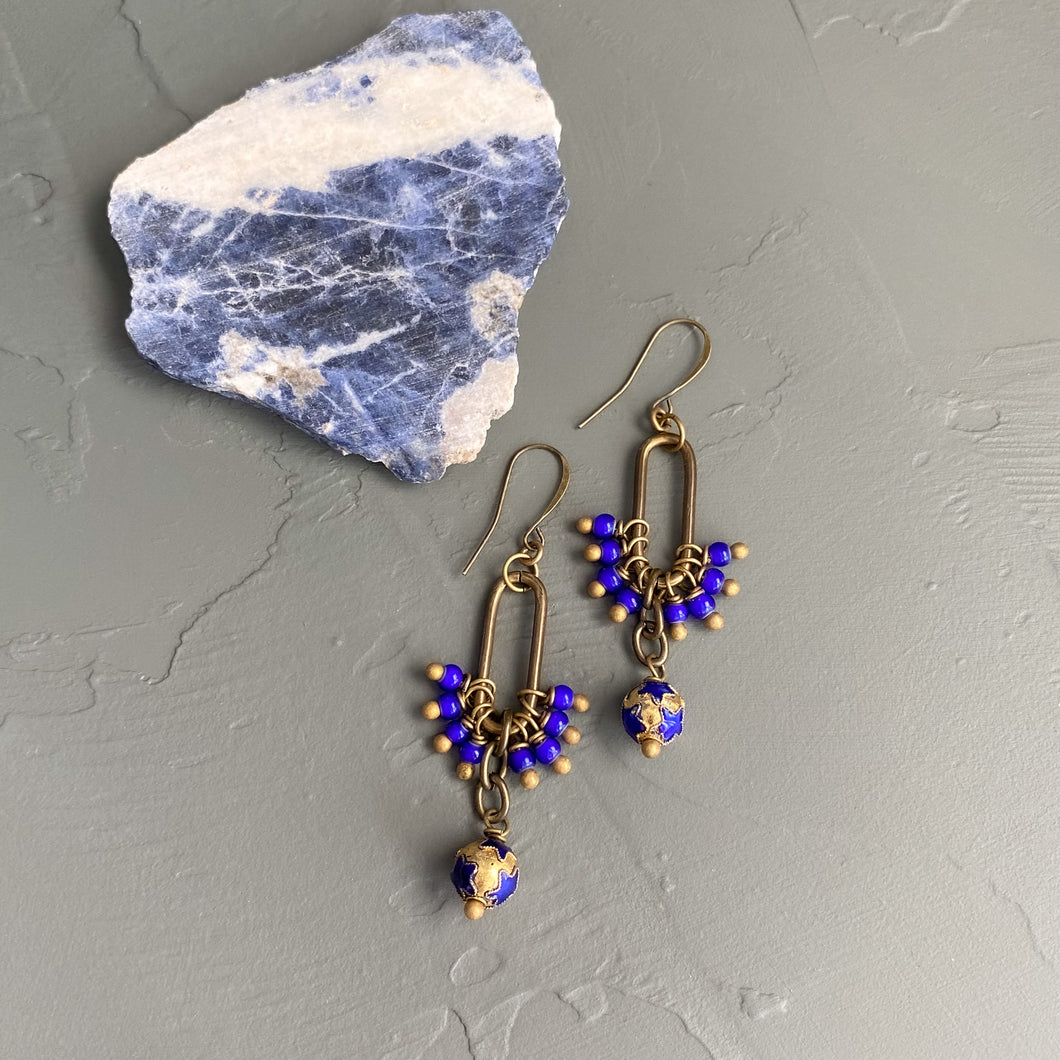 Blue Star Crane Earrings
