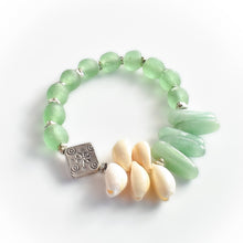 Load image into Gallery viewer, Aventurine and Stamped Sterling Silver Bracelet