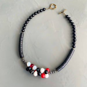 Red and Black Wedding Bead Necklace