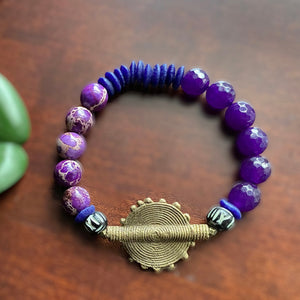 Purple Shield Africa Beaded Bracelet