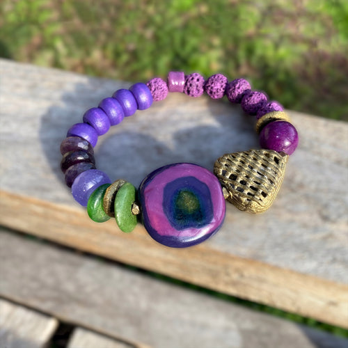 Purple Kazuri Africa Beaded Bracelet