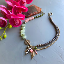 Load image into Gallery viewer, Jasper and Prehnite Helix Afrobohemian Necklace (Made to Order)