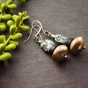 Turquoise and Mali Silver Earrings - Afrocentric jewelry