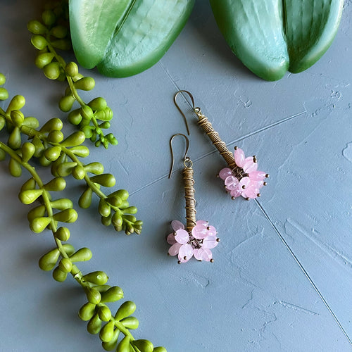 Bubbling UP: Rose Quartz and African Bead Earrings