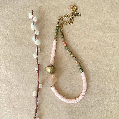 Pink Cashmere Unakite Necklace