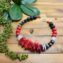 Load image into Gallery viewer, Date Night: Red and Black Afroboho Statement Necklace